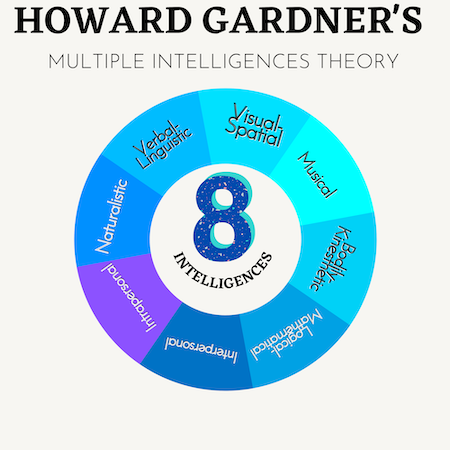 Gráfico circular que enumera los ocho tipos de inteligencia