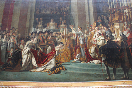 Una pintura muestra a Napoleón cantando a su esposa mientras ella se arrodilla ante él.