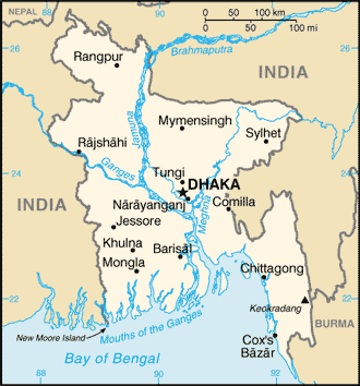 mapa de Bangladesh