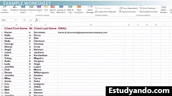 Ejemplo de hoja de cálculo de Excel