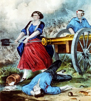 Mary Ludwig Hays se hace cargo del cañón de su marido caído