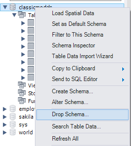 Eliminar esquema MySQL