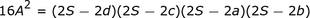 16A ^ 2 = (2S-2d) (2S-2c) (2S-2a) (2S-2b)