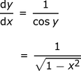 dy / dx _ = _ 1 / raíz_cuadrada (1-x ^ 2)