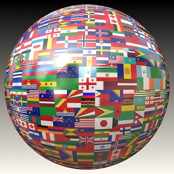Globo hecho de banderas