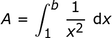 integral de 1 / x ^ 2 de 1 a b