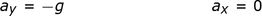 a_y = -g; a_x = 0