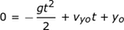 0 = -gt ^ 2/2 + v_yo_t + y_o
