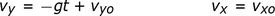 v_y = -gt + v_yo; v_x = v_xo