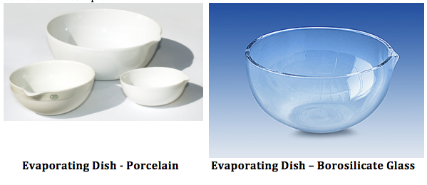 Plato evaporador: porcelana y material de borosilicato