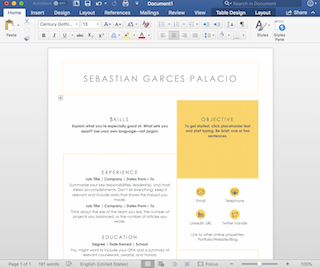 Reanudar plantilla en Word