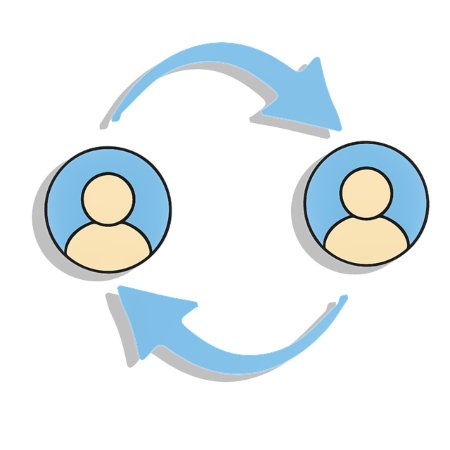 Diagrama del ciclo del proceso de comunicación con dos personas.
