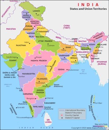 mapa de estados indios