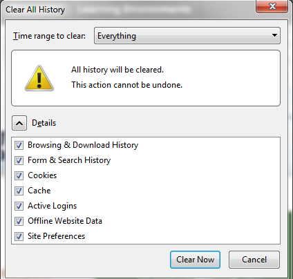 Mozilla Firefox Clear Everything - historial web