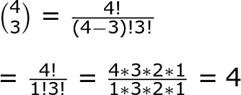 fórmula de combinación 4 elige 3