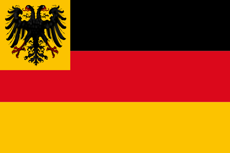 La bandera de la Reichsflotte estaba formada por el tricolor horizontal y el reichsadler.
