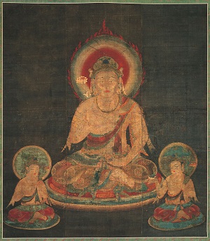 Cuadro de Buda sobre seda oscura
