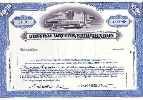 Ejemplo de certificado de acciones. Un certificado de acciones es la representación en papel de la cantidad de acciones que posee una empresa.