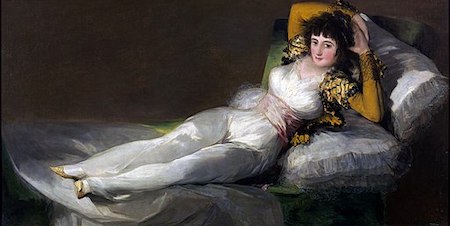 Fotografía en color del retrato La maja vestida del artista Francisco de Goya