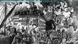 Ilustración del gran incendio de Nueva York
