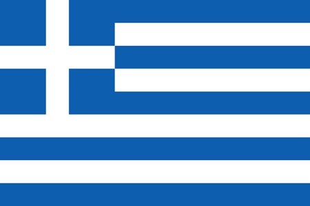 Bandera de rayas blancas y azules con una cruz en la parte superior izquierda