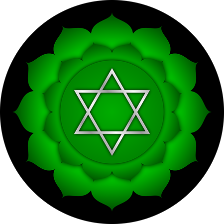 Imagen de una estrella de seis puntas rodeada de flores de loto verdes