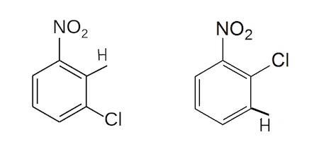 Figura 2. Un diagrama que muestra las estructuras de dos moléculas heterotópicas con hidrógeno en el lado opuesto de un átomo de carbono central.