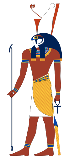 Horus, representado como hombre con halcón
