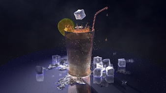 cubitos de hielo en vaso de té