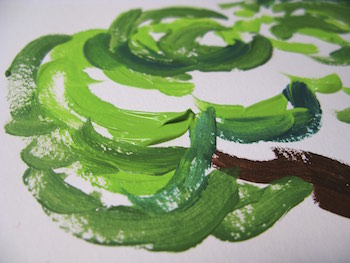Detalle, espesor de pintura acrílica