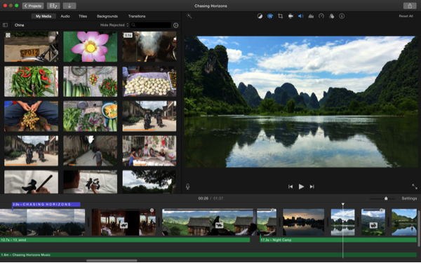 Captura de pantalla de iMovie