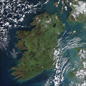 imagen satelital de Irlanda