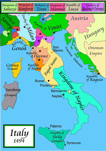 Mapa de ciudades-estado italianas