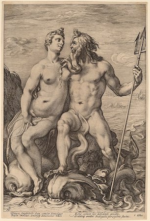 Grabado de Anfitrite y Neptuno de Jan Pietersz Saenredam de 1594
