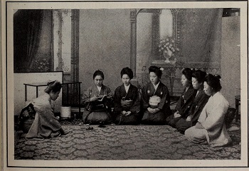 Una ceremonia del té japonesa en 1909