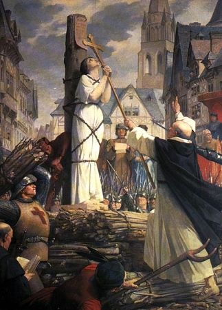 Este es un retrato de la mártir y símbolo francés Juana de Arco.