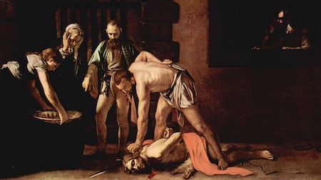 La decapitación de San Juan Bautista de Caravaggio, una pintura de la muerte de Juan mientras Salomé observa