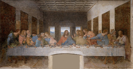 Una imagen del fresco de la Última Cena pintado por Leonardo Da Vinci.