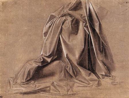 dibujo de un cortinaje con muchos pliegues realizado por Leonardo Da Vinci
