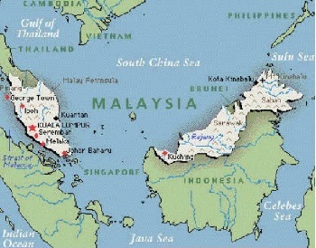 Mapa, de, malasia