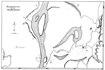 Mapa de la zona de Cahokia Mounds
