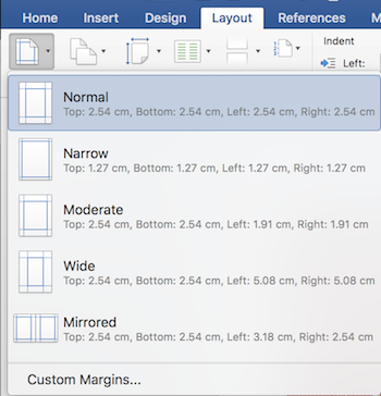 Opciones de margen en Word