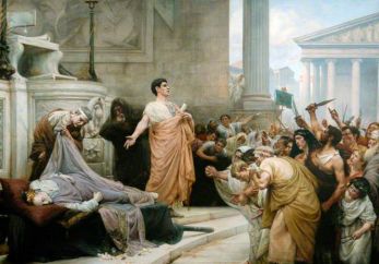 Mark Antony da un discurso fúnebre