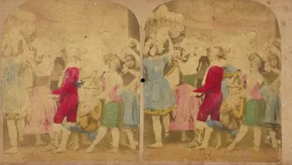 Cuadro antiguo de figuras bailando.