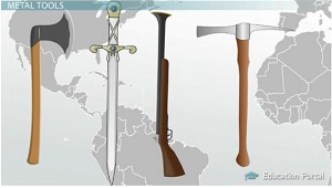 Nativos con herramientas de metal
