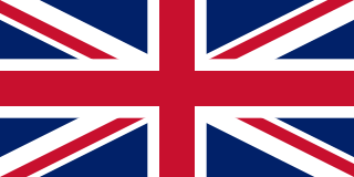 Bandera británica con cruces blancas y rojas sobre un campo azul