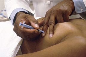 Biopsia con aguja realizada para diagnosticar equinococosis