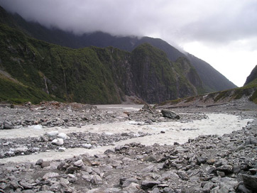 Moraine glacial en Nueva Zelanda