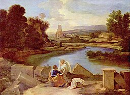 Una imagen de Paisaje en calma de Nicolas Poussin (1651)