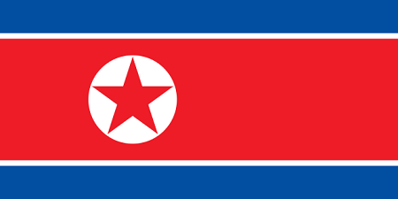 Bandera con franjas rojas y azules y una estrella roja dentro de un círculo blanco.
